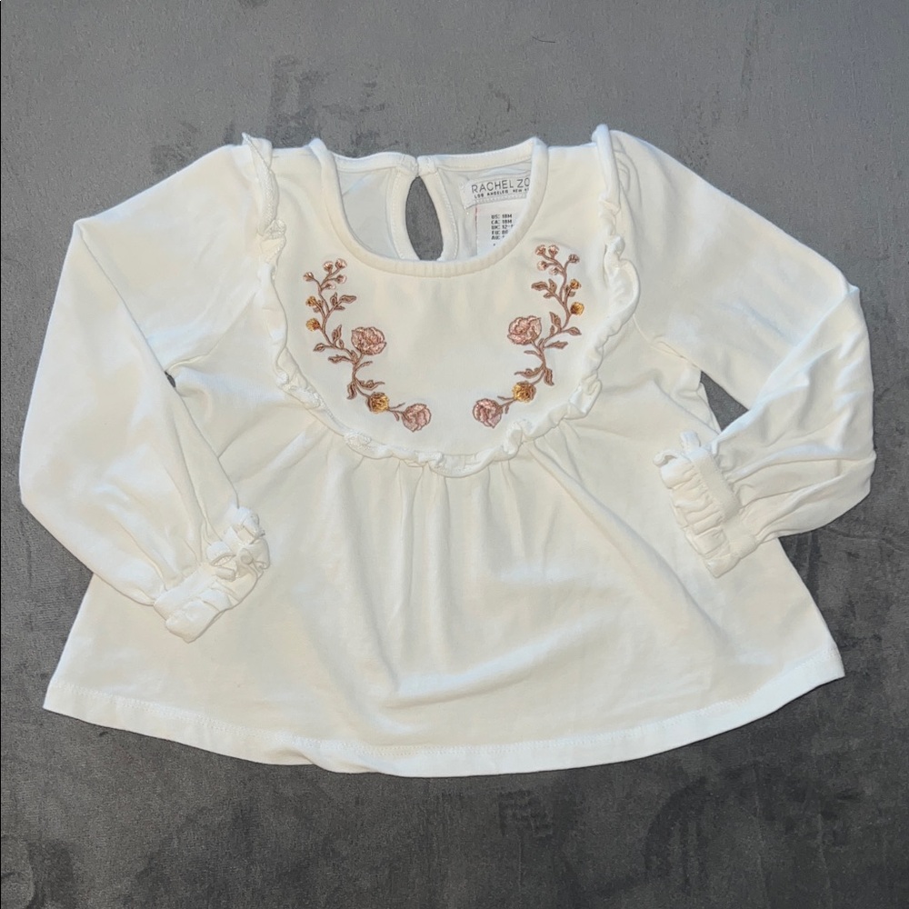 NWOT Rachel Zoe White Floral Embroidered Toddler Top
